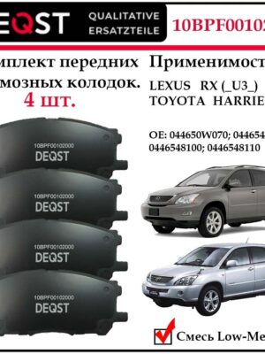 Колодки тормозные, DEQST дисковые передние