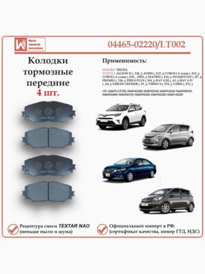 Колодки тормозные передние для Тойота РАВ 4, Ярис, Аурис, Королла, Урбан круизер, Субару Трезия