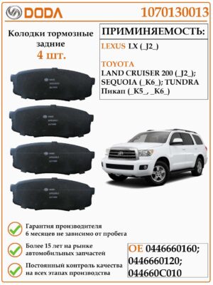 Колодки тормозные задние дисковые Doda
