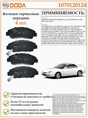 Колодки тормозные передние дисковые DODA