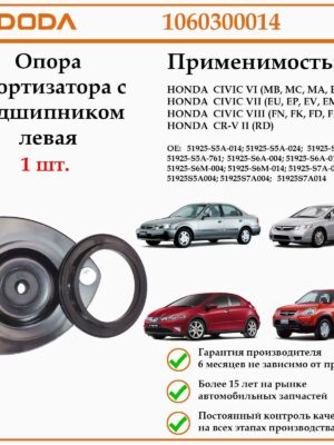 Опора амортизатора с подшипником левая DODA 1060300014