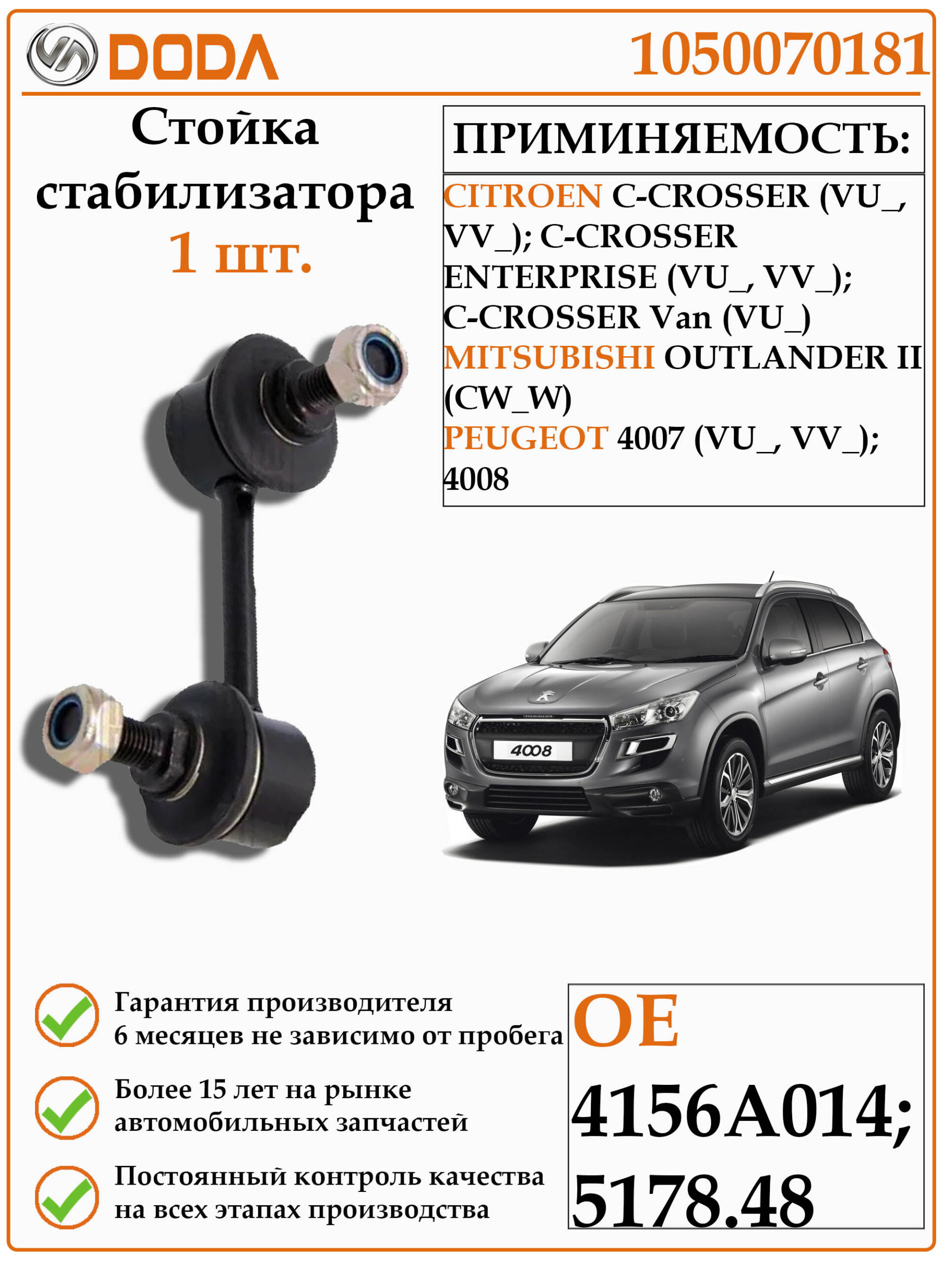 Стойка стабилизатора левая