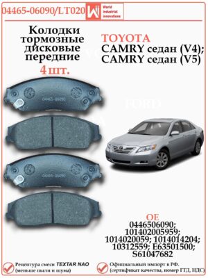 Колодки тормозные передние для Тойота Кари V40, V50 WII AUTO 04465-06090/LT020