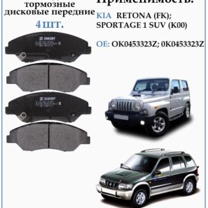 Колодки тормозные, дисковые передние для КИА Спортаж первого поколения ZEKKERT BS-1902