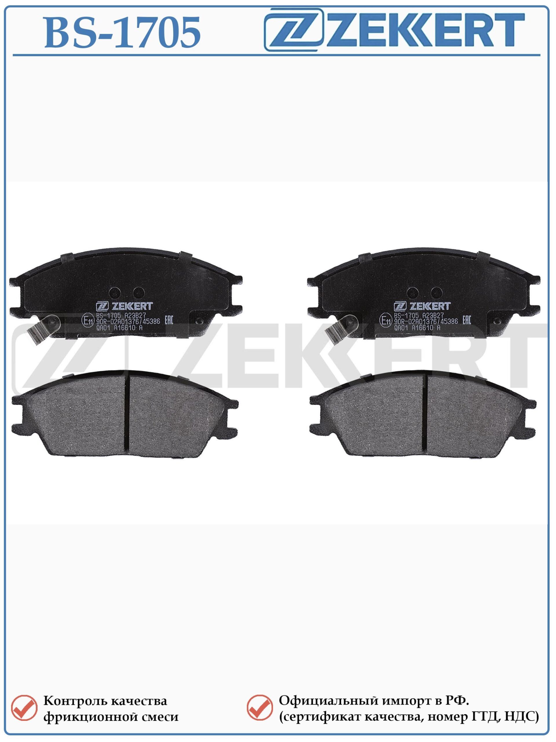 Колодки тормозные, дисковые передние для Хендай Гетц, Акцент ZEKKERT BS-1705 — изображение 2
