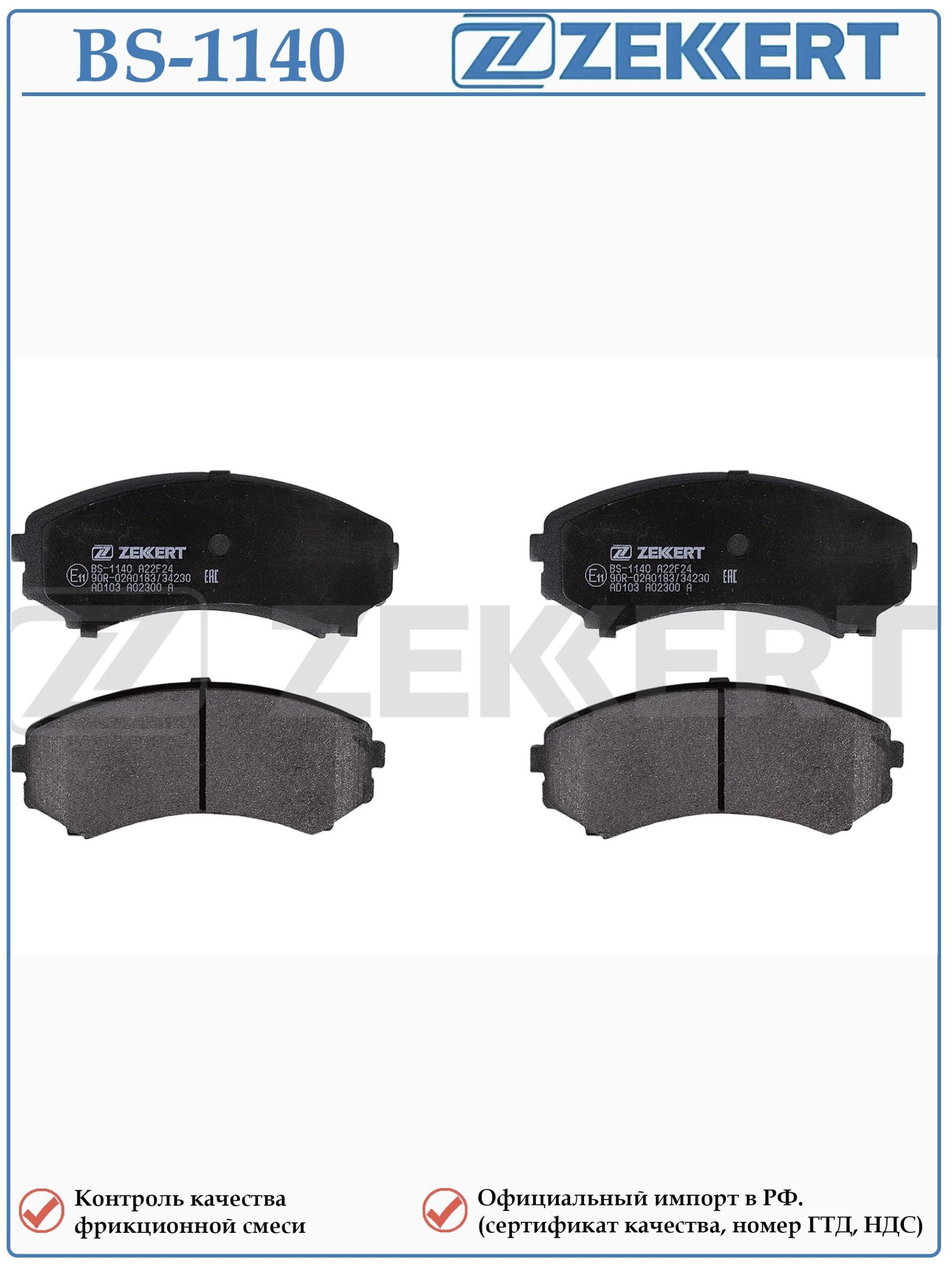 Колодки тормозные, дисковые передние для Мазда MPV I, Мицубиси Паджеро, Грандис ZEKKERT BS-1140 — изображение 2