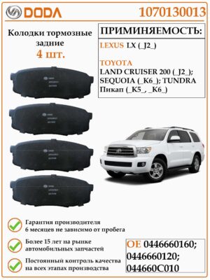 Колодки тормозные задние дисковые Doda